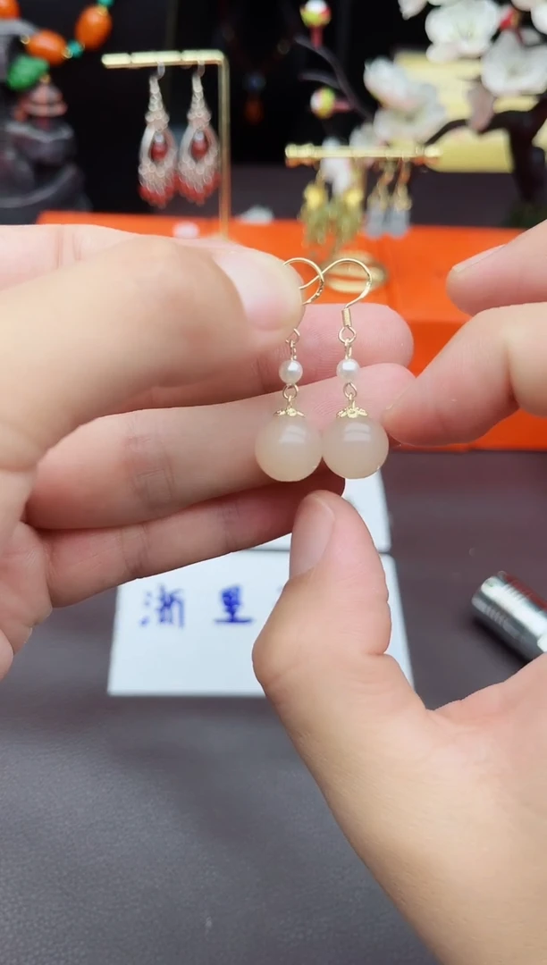 玛瑙/玉髓耳饰银S925镶嵌218000