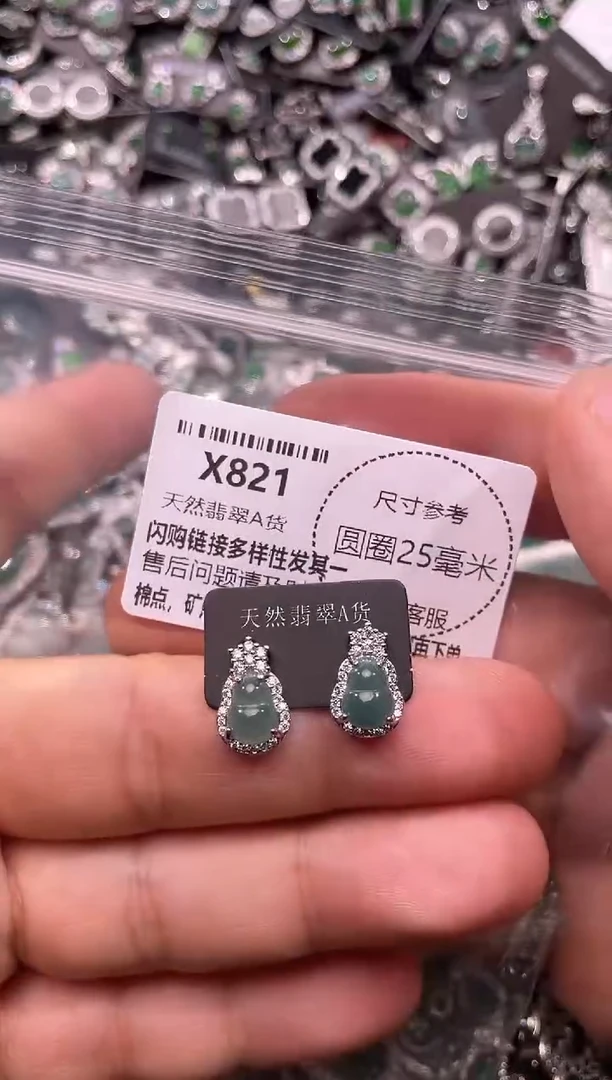 翡翠未镶嵌颈饰X821耳钉