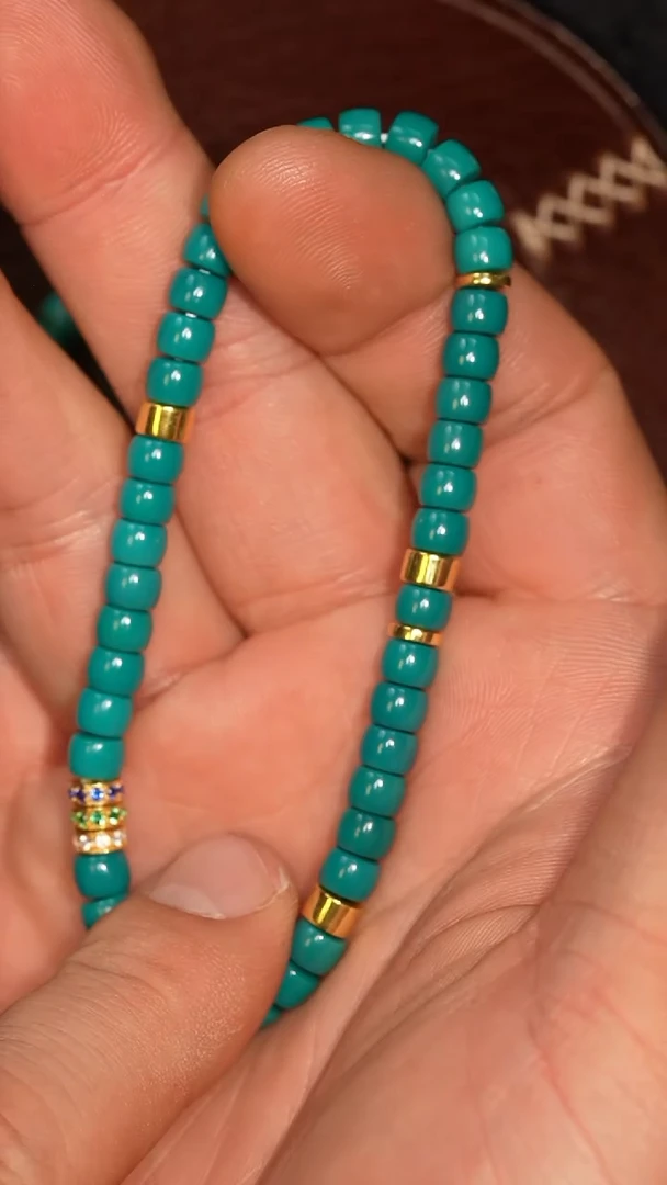 未镶嵌绿松石套链冲赛康胡子哥，DIY一128