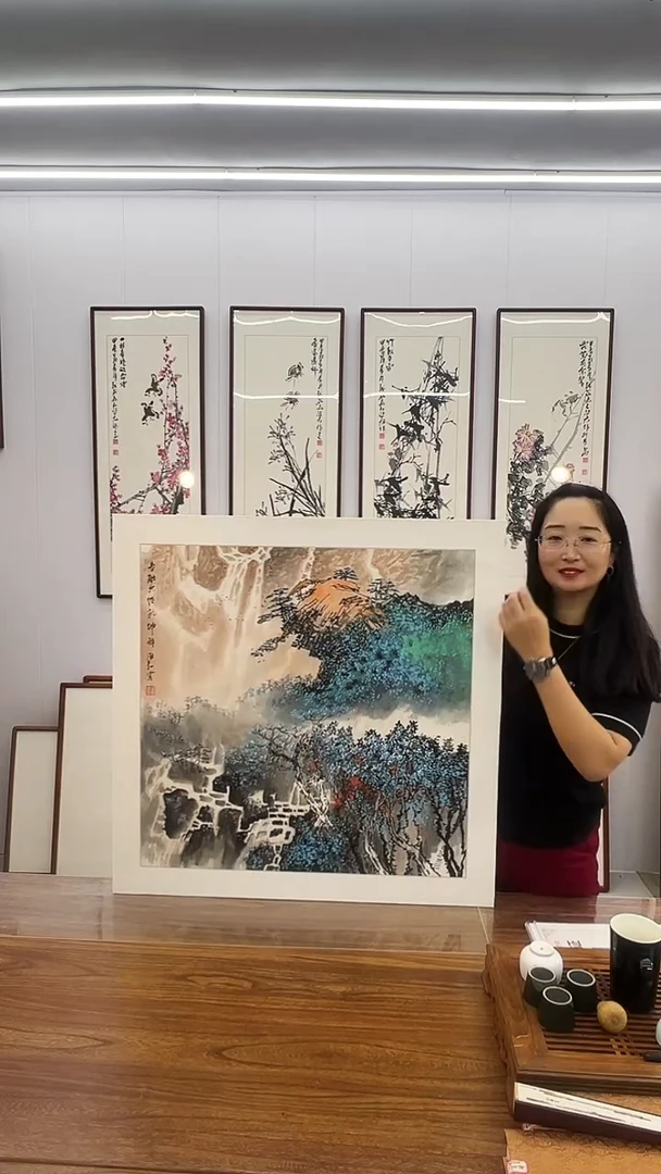 国画董海军 80*80 山水 蓝色系