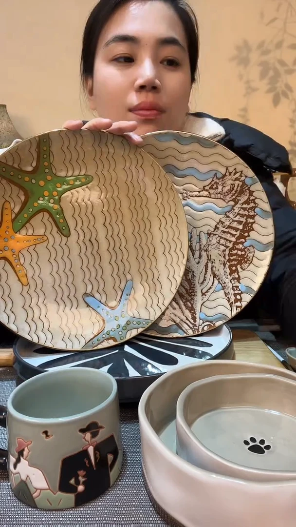 【闪购商品】瓷片2个10.5英寸大盘 微瑕介意勿拍