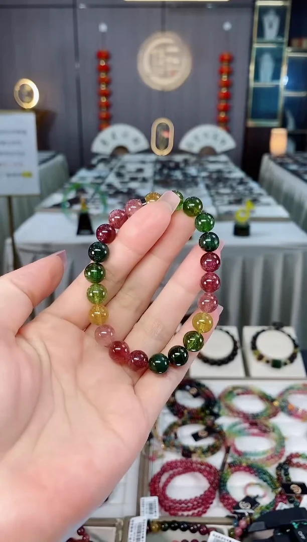 未镶嵌收藏级老矿碧玺单圈手串8mm+碧玺hon多样性发货一条