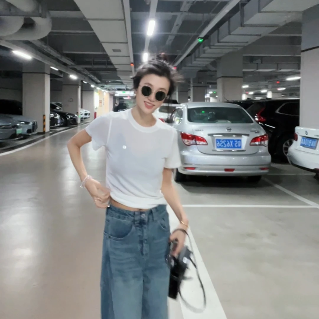 鱼骨线正肩短袖T恤 夏季莱赛尔面料修身显瘦圆领白色T恤