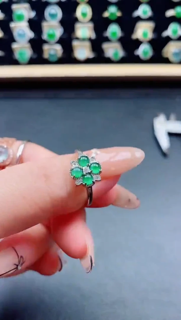 银S925镶嵌戒指翡翠1