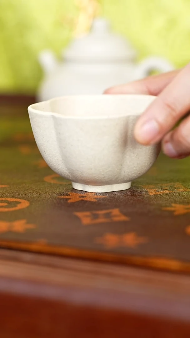 茶壶紫砂白段海棠花杯