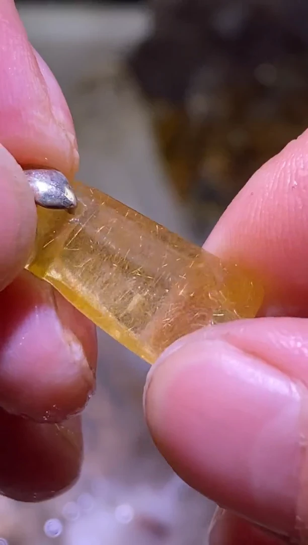 未镶嵌珠宝半成品水晶40号金发晶吊坠