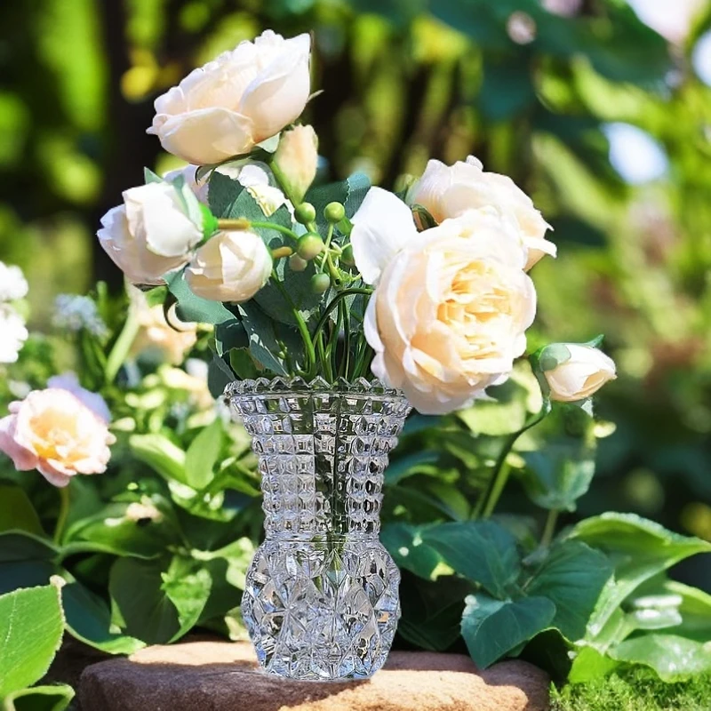 进口水晶玻璃床头柜小号单只插花瓶家用复古摆件