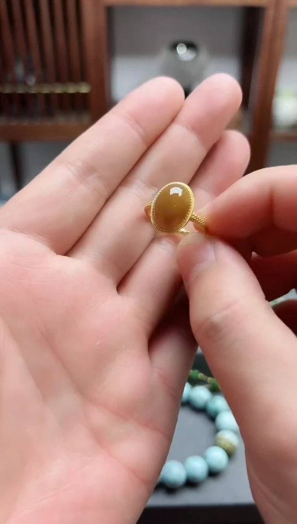 【闪购商品】和田玉戒指银S925镶嵌糖料戒指 QC