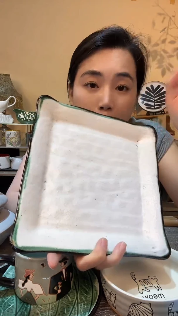 瓷片复古做旧8英寸方盘 微瑕介意勿拍