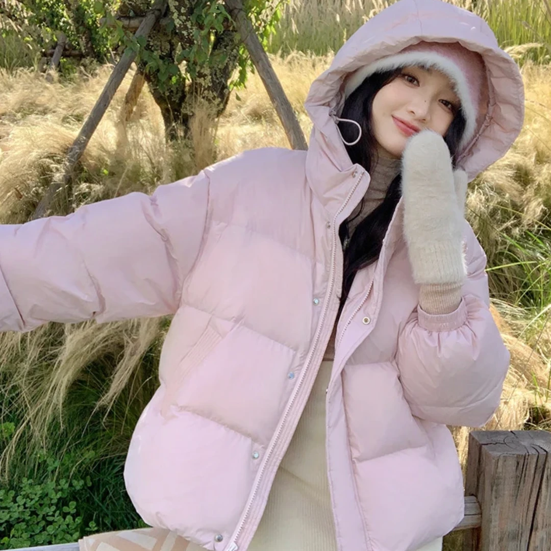 【现货】连帽短款高级感羽绒服冬季女款2024新款小个子冬季羽绒服女
