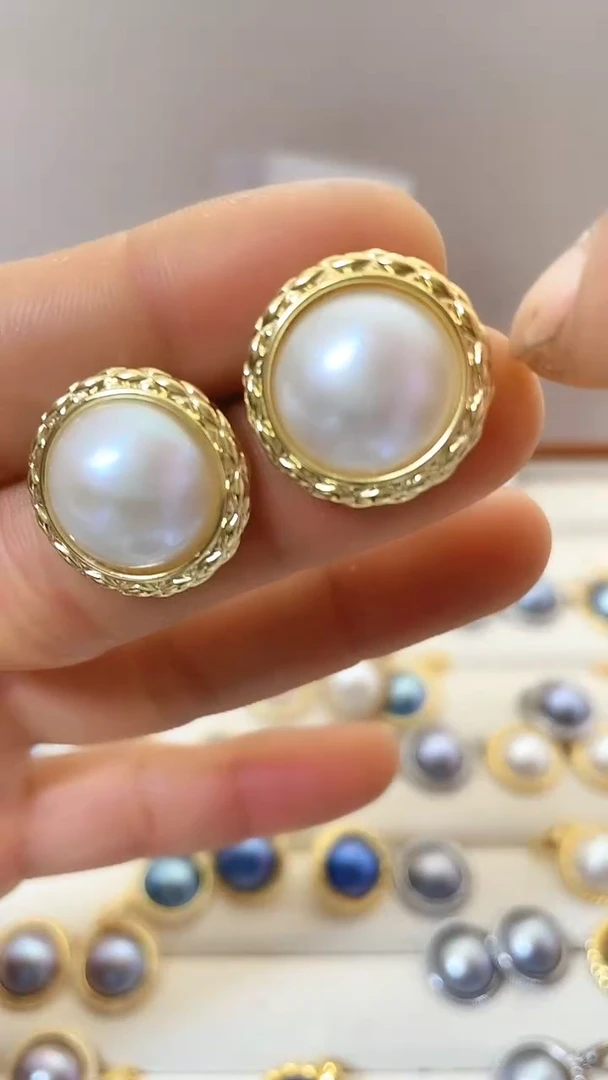 耳饰拼合珍珠（马贝珠）合金1516