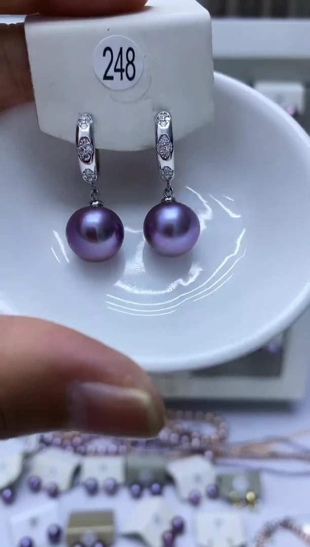 银S925镶嵌淡水珍珠耳饰248