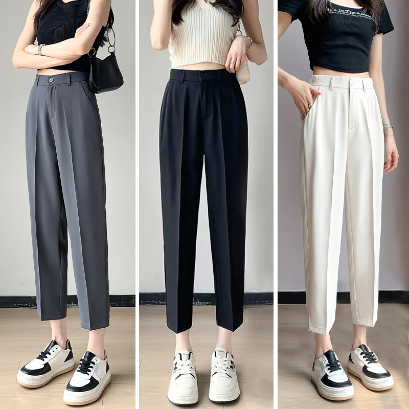 夏季薄款小个子烟管裤女职业正装通勤工作裤小个子九分小脚西裤