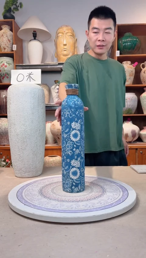 瓶陶瓷花瓶  福利  青花麻绳大号 不装水