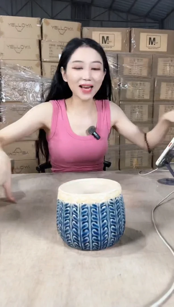 白麻口蓝色12x11
