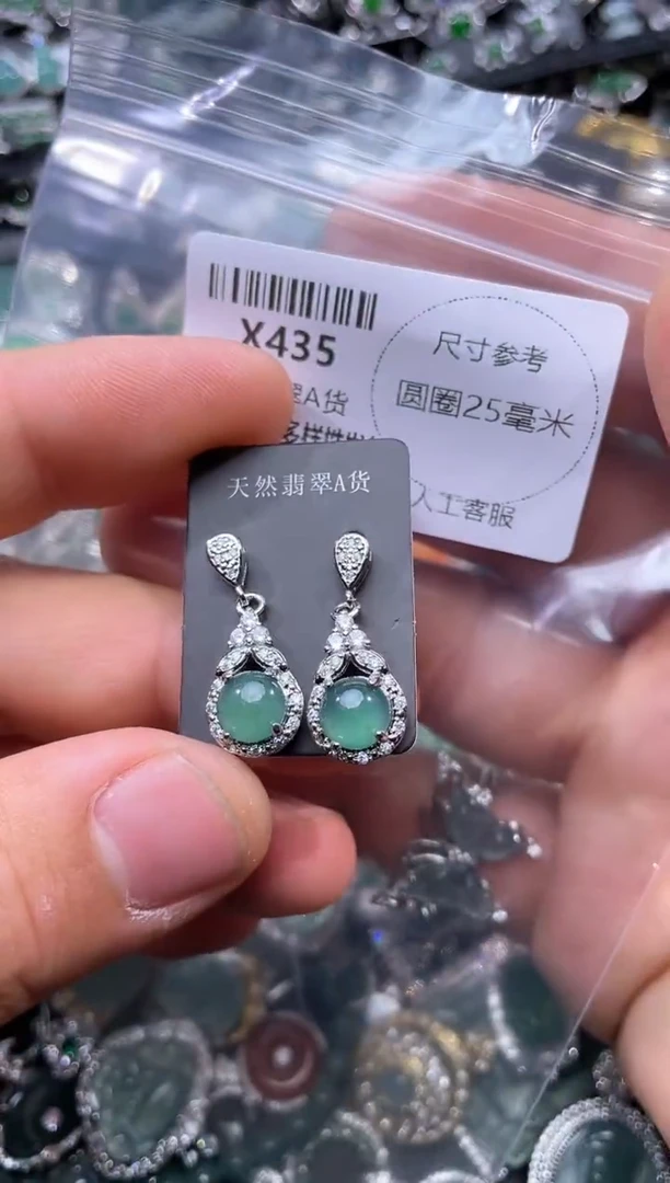 【闪购商品】翡翠颈饰未镶嵌X435耳钉