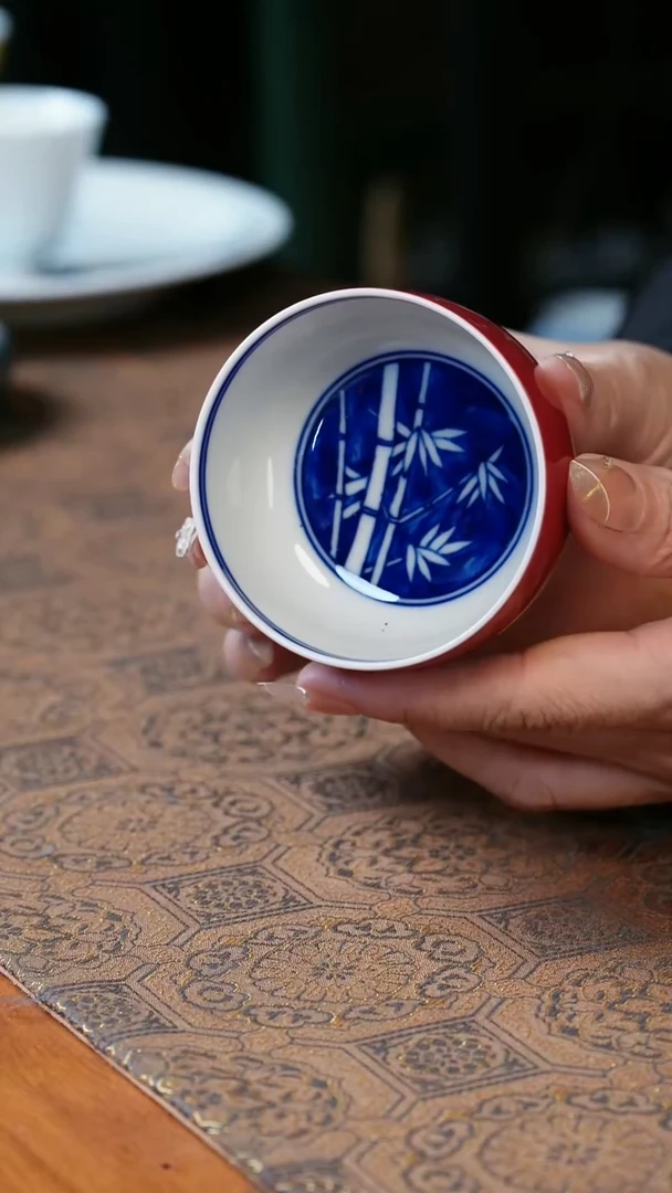 杯子景德镇高端高温手工高足杯