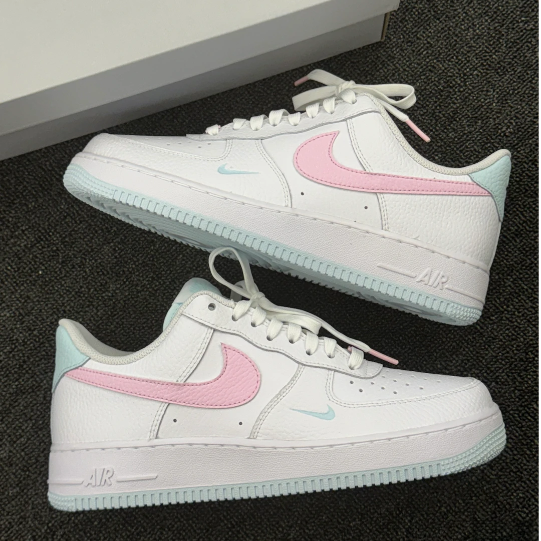 耐克NIKE Air Force1 女款空军一号白蓝粉低帮运动板鞋官方正品