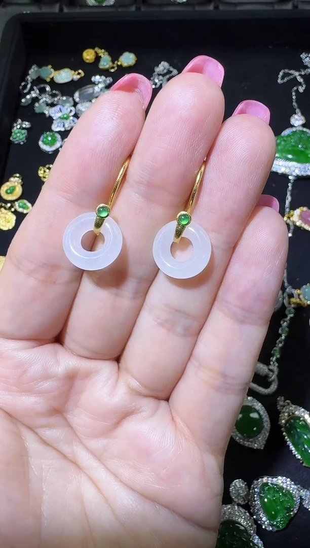 【闪购商品】翡翠耳饰银S925镶嵌耳环