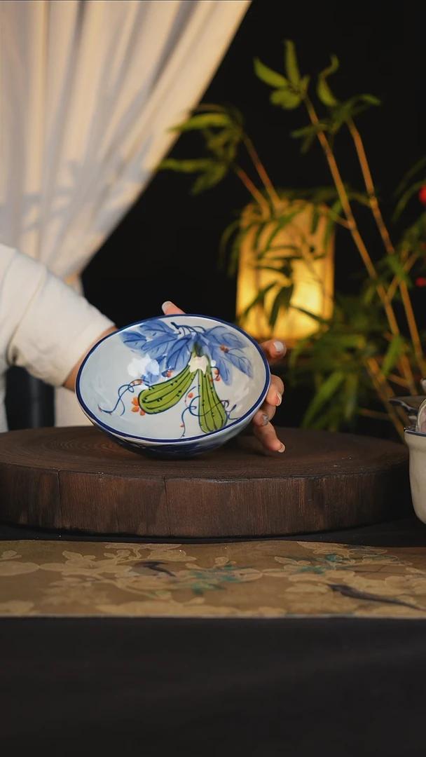 碗景德镇手工手绘高温釉下彩可进蒸箱烤箱洗碗机