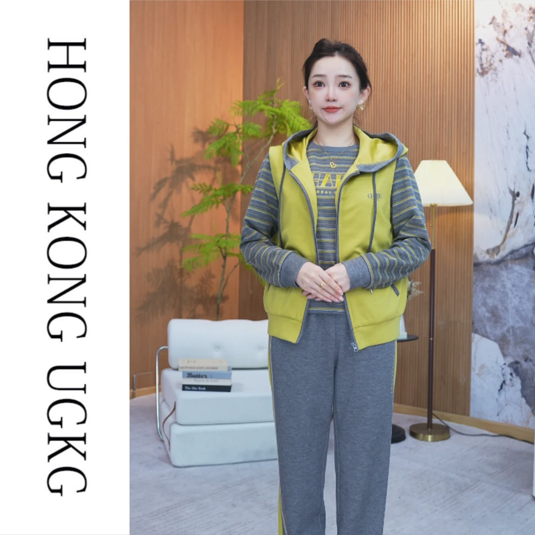 香港UG&KG-碧空如洗马甲长袖休闲三件套-73253ZH090