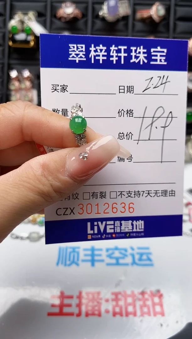 【闪购商品】翡翠戒指银S925镶嵌2636