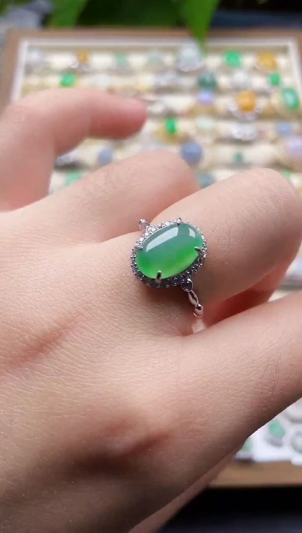 银S925镶嵌戒指翡翠65