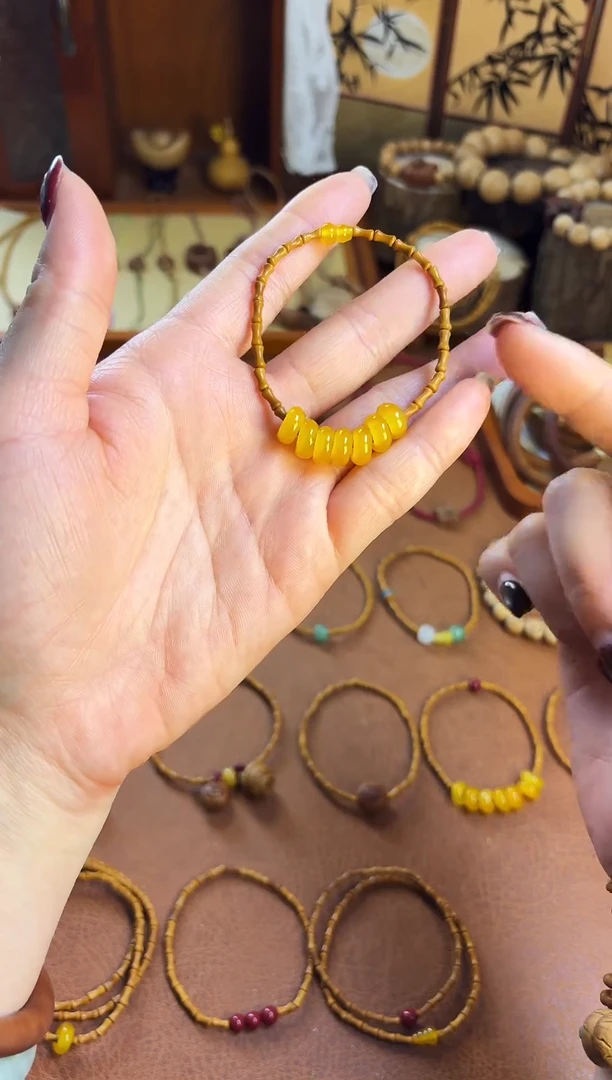 手串桃核古桃坊 竹节七宝福禄