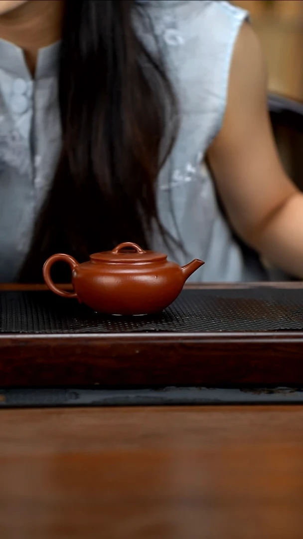 茶壶紫砂155cc原矿小煤窑朱泥平盖莲子1