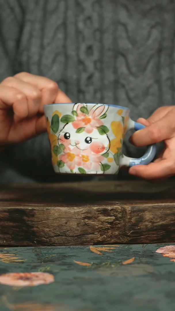 【闪购商品】瓷片杯釉下彩手工手绘同款陶器