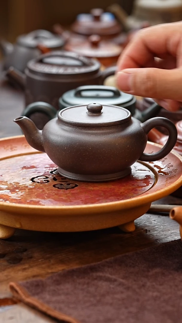 茶壶紫砂天青料150cc平盖壶