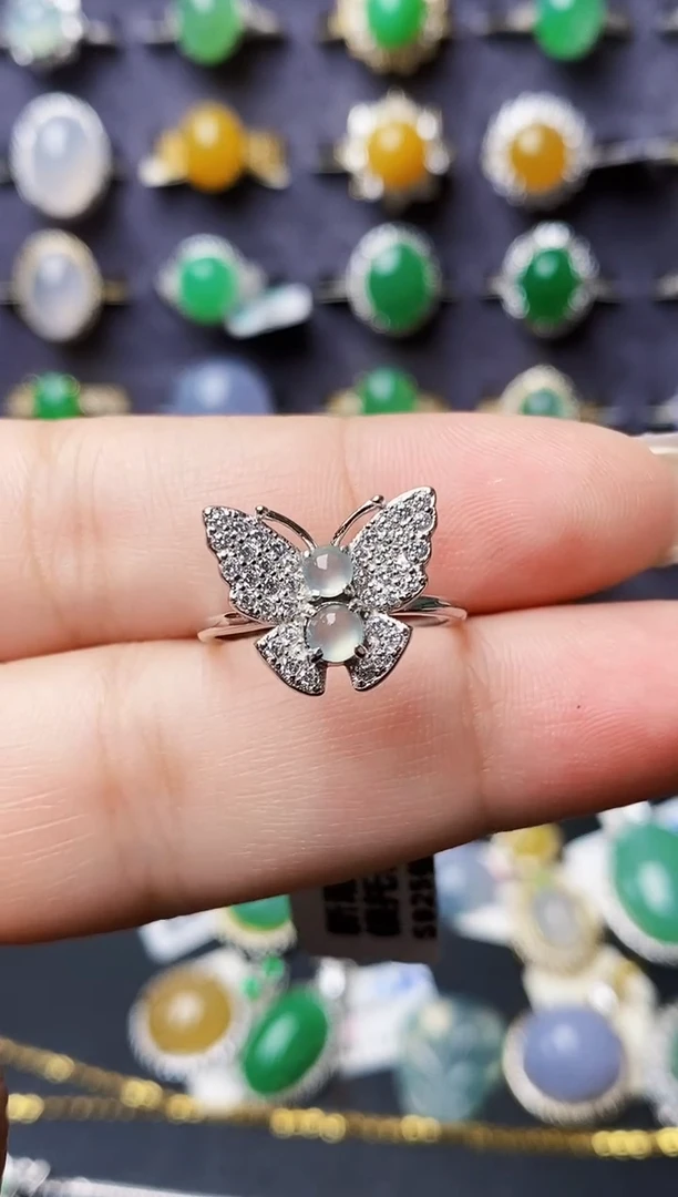 银S925镶嵌戒指翡翠0032