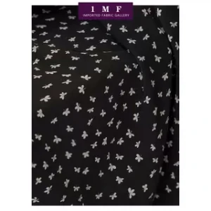 出口VI面料黑底印花连衣裙布料面料 幅宽130CM