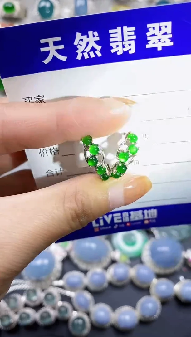 【闪购商品】翡翠耳饰银S925镶嵌0565