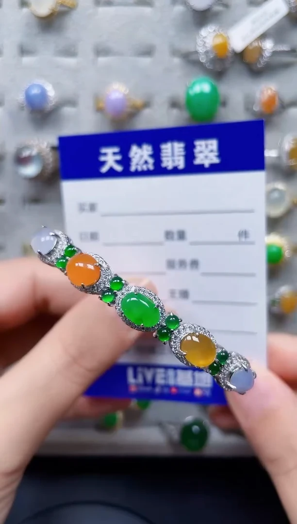 翡翠手镯银S925镶嵌238