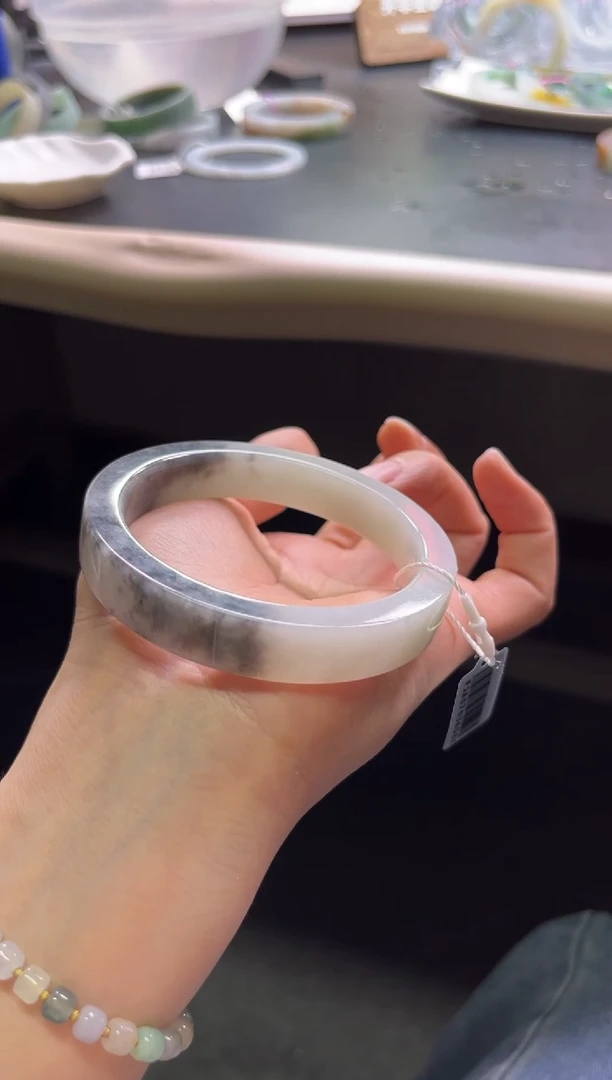 未镶嵌手镯定制翡翠59-61半山水乌鸡