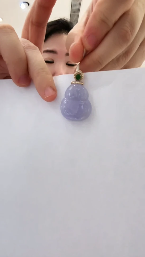 翡翠18K金镶嵌颈饰【115】葫芦