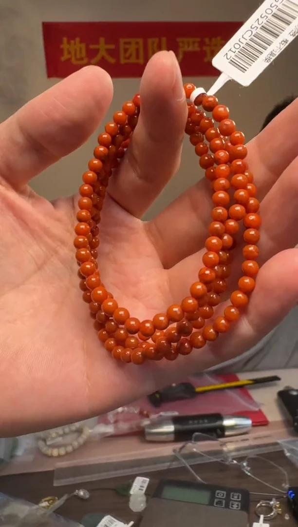 南红玛瑙手串未镶嵌约4-4.5mm原矿南红多圈手串
