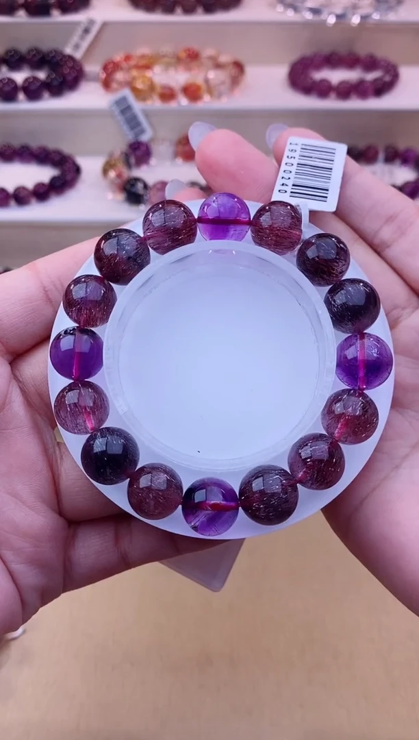 未镶嵌手链水晶黑加仑超七单圈12m+