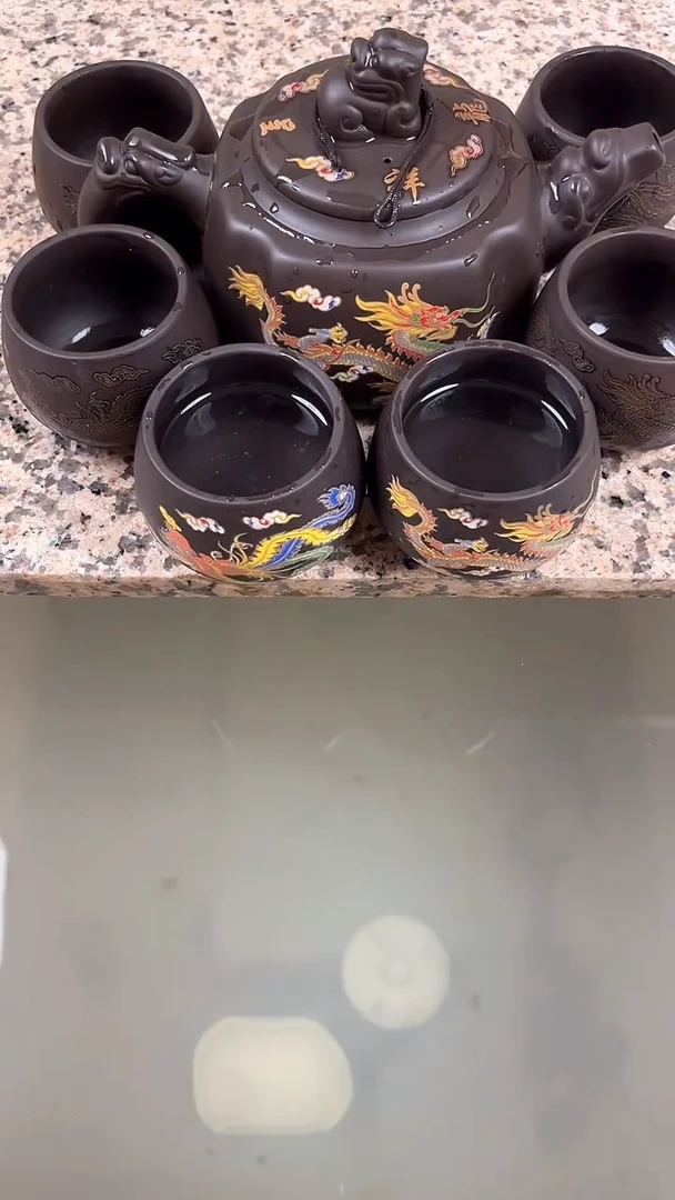 600毫升四方龙尊一壶六龙蛋杯凤鸣壶套装