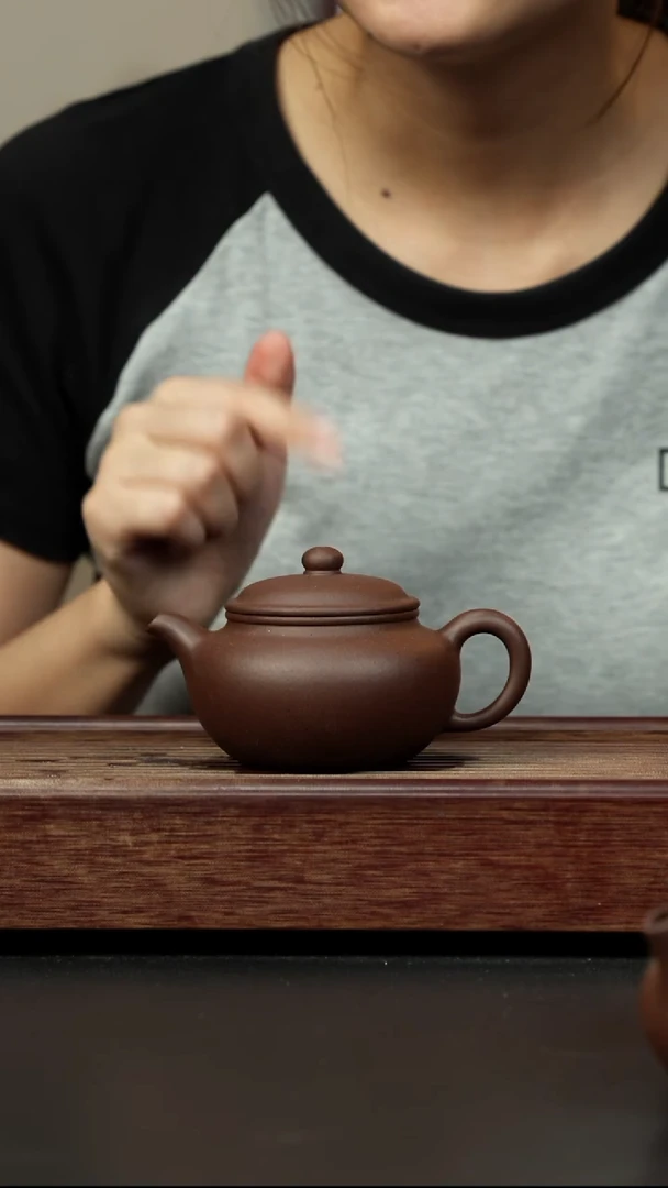 紫砂茶壶老紫泥 永福莲子