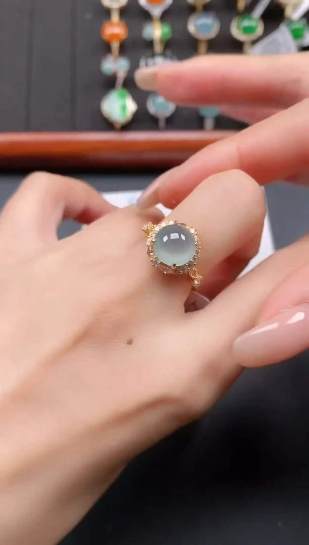 银S925镶嵌戒指翡翠111