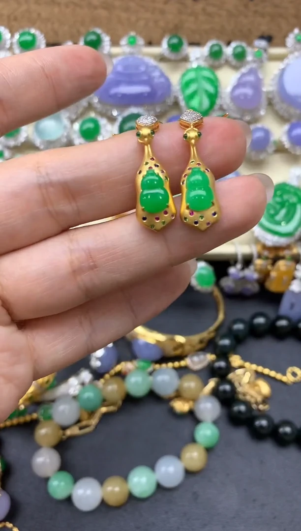 【闪购商品】翡翠耳饰18K金镶嵌352-中国好珍宝