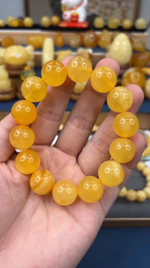 手串琥珀未镶嵌p60精品蜜蜡单圈16mm 33.41克