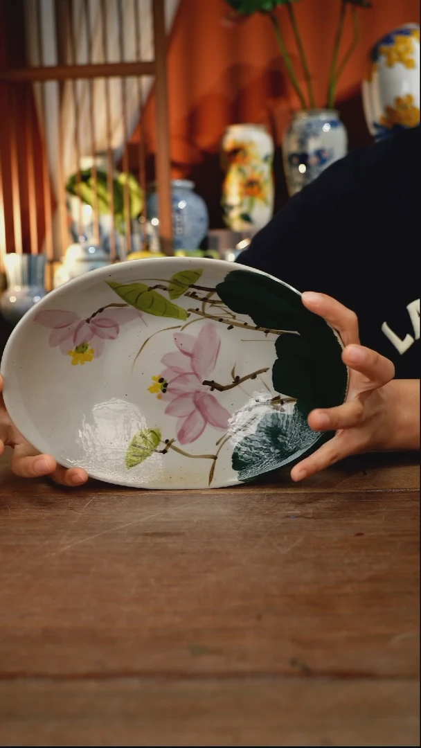 瓷片【简家甄选】景德镇设计师釉下手绘陶瓷餐具