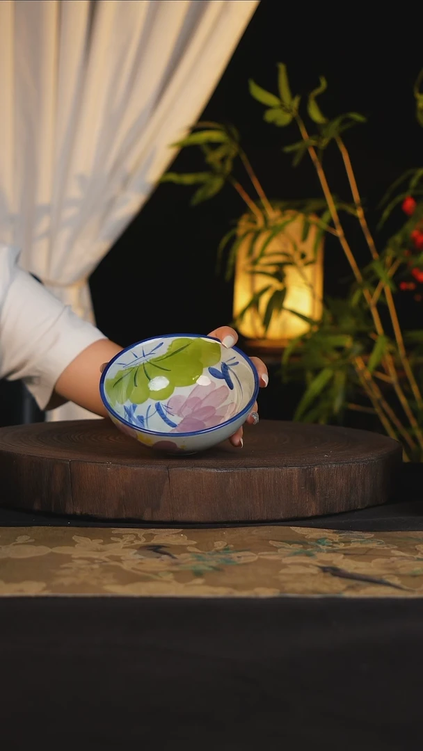 碗景德镇手工手绘高温釉下彩可进蒸箱烤箱微波炉洗碗机