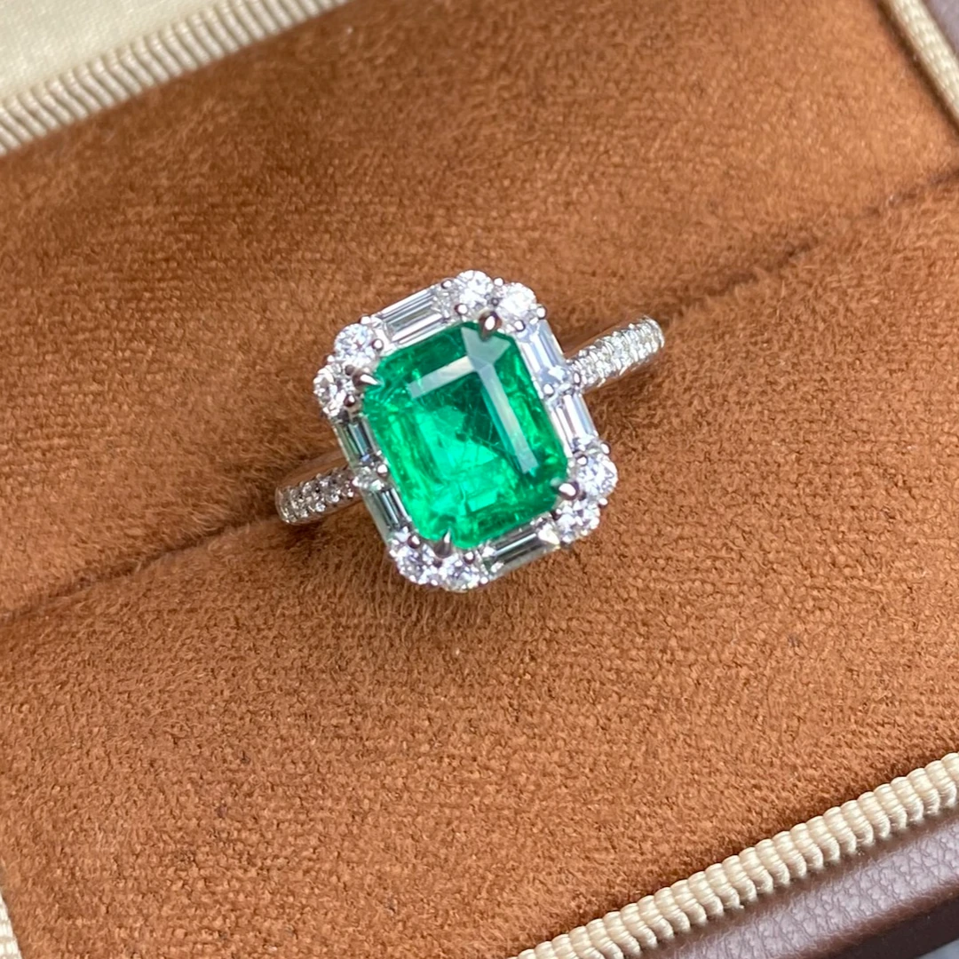 lanyanzi 2.06克拉天然祖母绿戒指沃顿绿 18K金钻石镶嵌