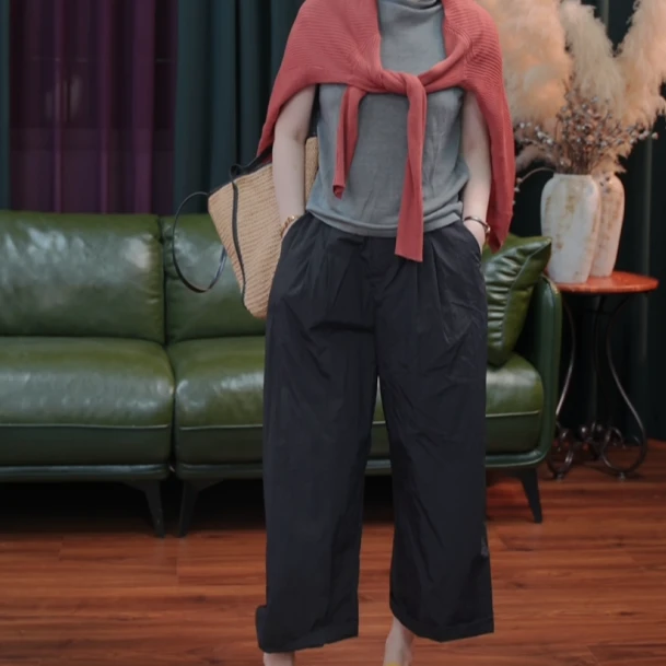 九分直筒裤休闲慵懒调全年龄段舒阔腿版