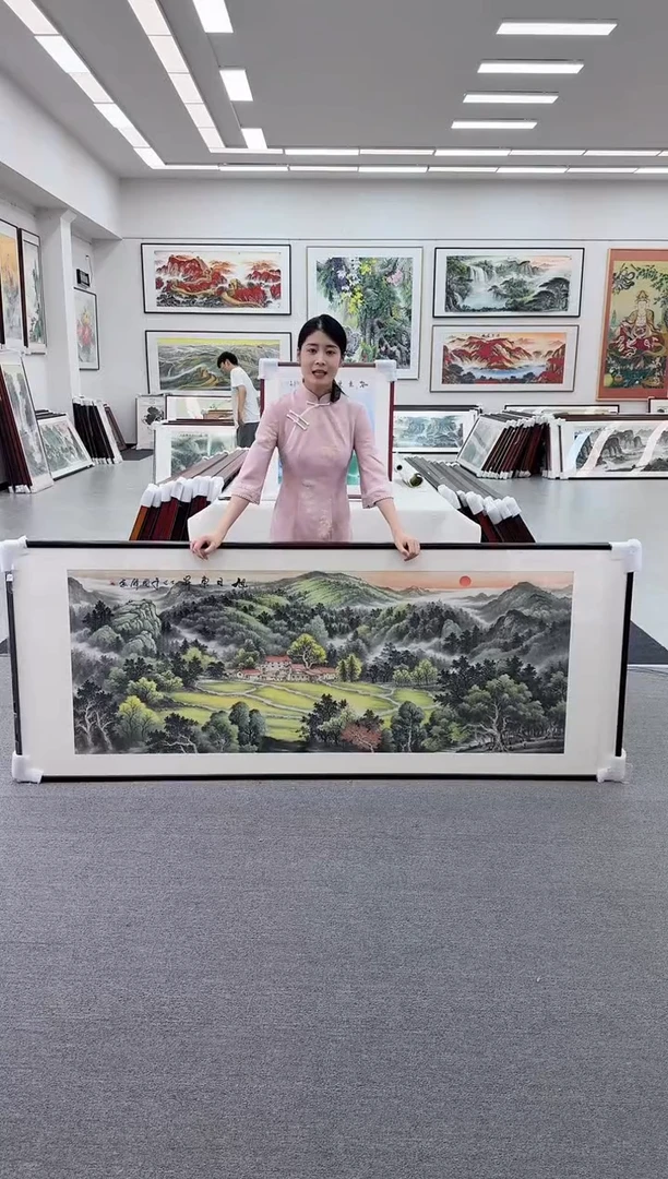 国画手绘 旭日东升 219*88