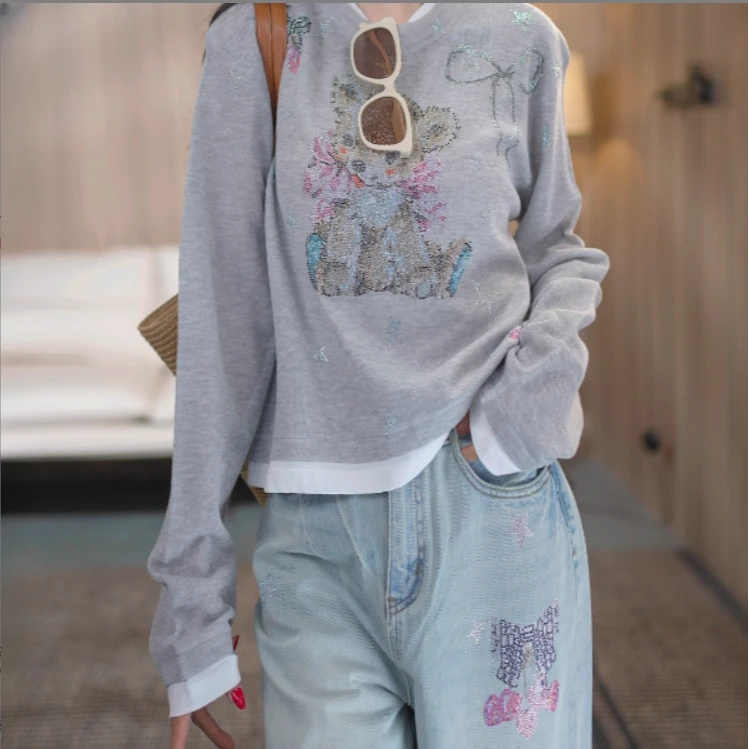 TCH私服烫钻工艺新时尚淑女百搭新潮流针织衫T75C09E5030轻奢tch